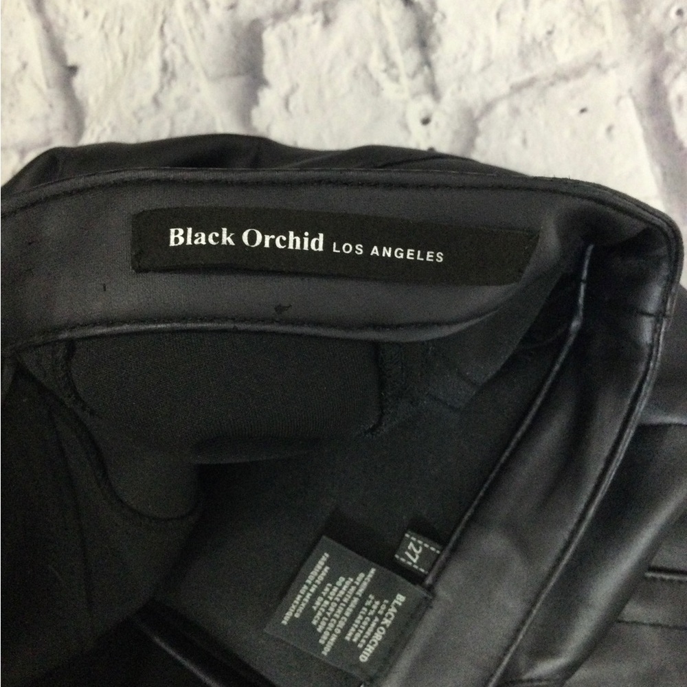 Black Orchid Los Angeles Black Skinny Pants-Faux Leather-Zippers-Size 27 - Picture 9 of 9